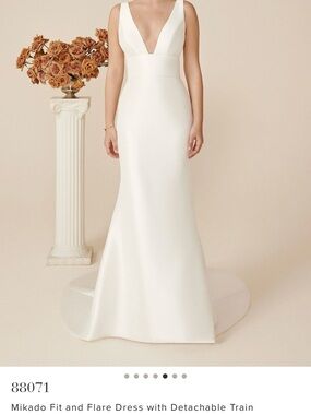 Sleek V-Neck Mikado Bridal Gown — White